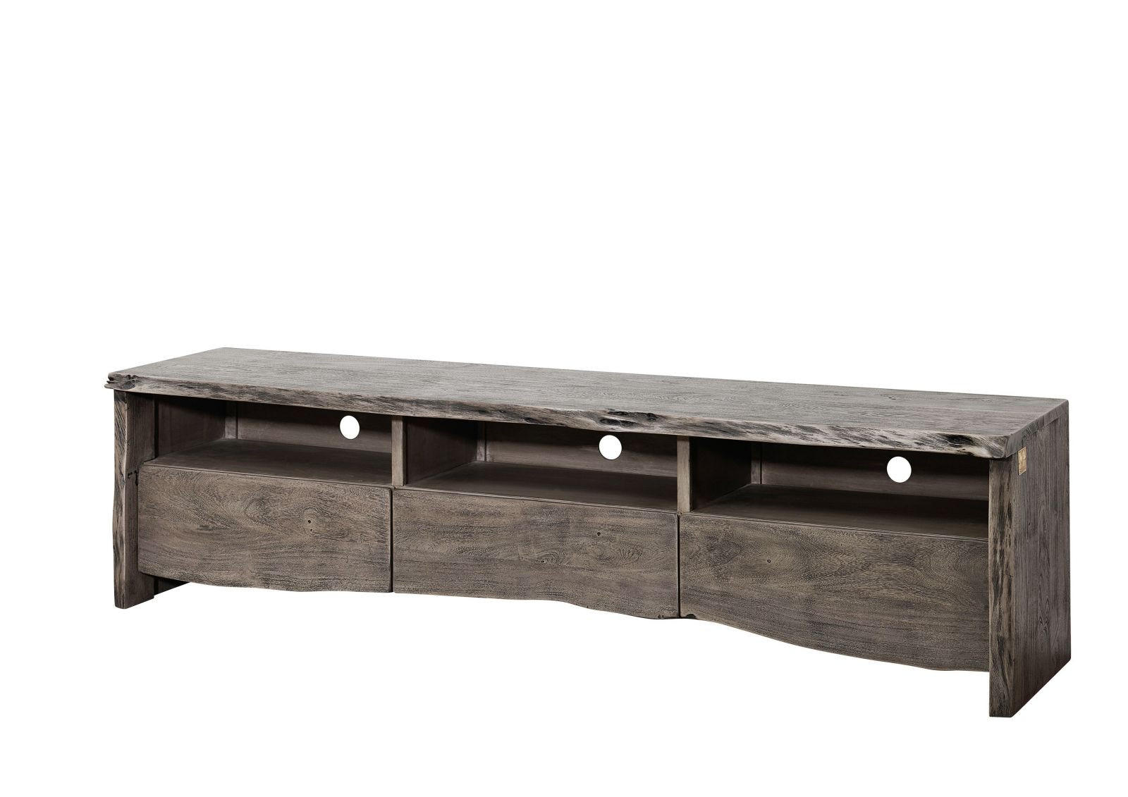 TV-BOARD Akazie 191x45x50 grau lackiert PURE ACACIA #404 - Grau, Holz (191/50/45cm) - Massivmoebel24