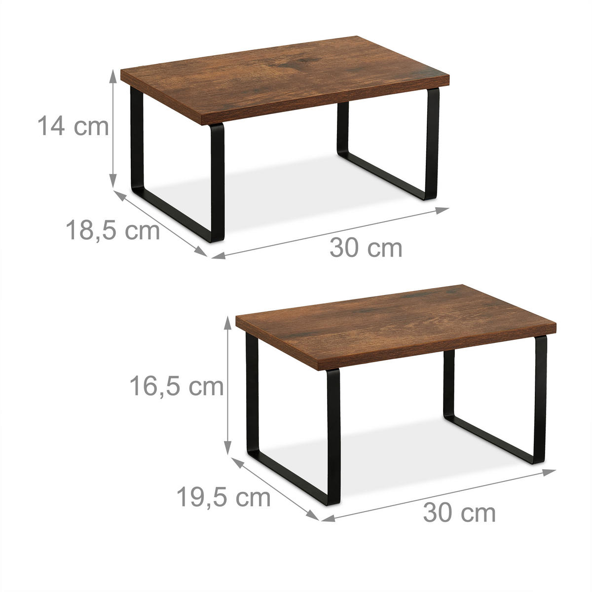 2-tlg.TISCHREGAL-SET - Multicolor, Holzwerkstoff/Metall (30/16.5/19.5cm) - Relaxdays