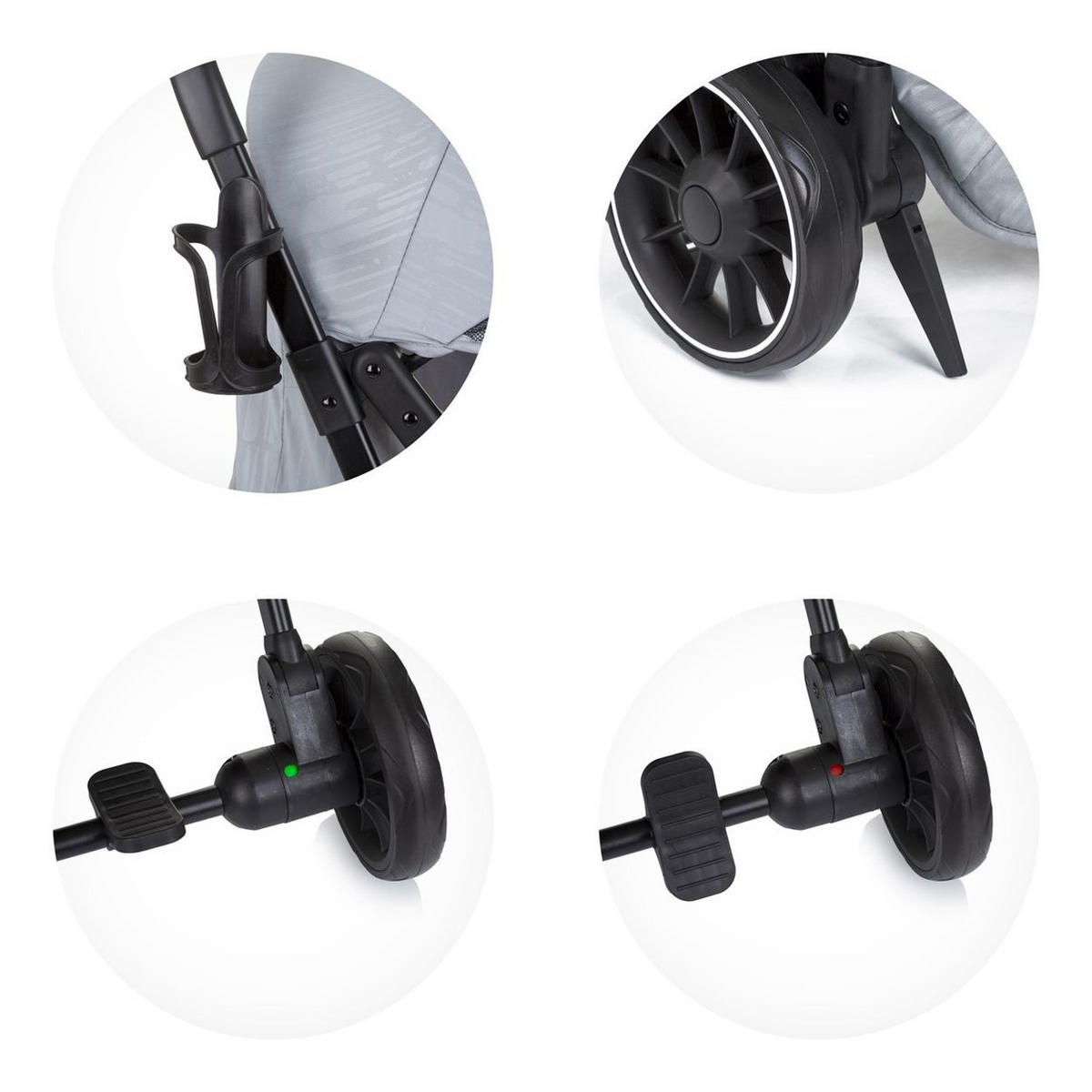 BUGGY Kiss klappbar grau Getränkehalter verstellbar bis 22 kg - Grau, Metall (75/50/103cm) - Chipolino