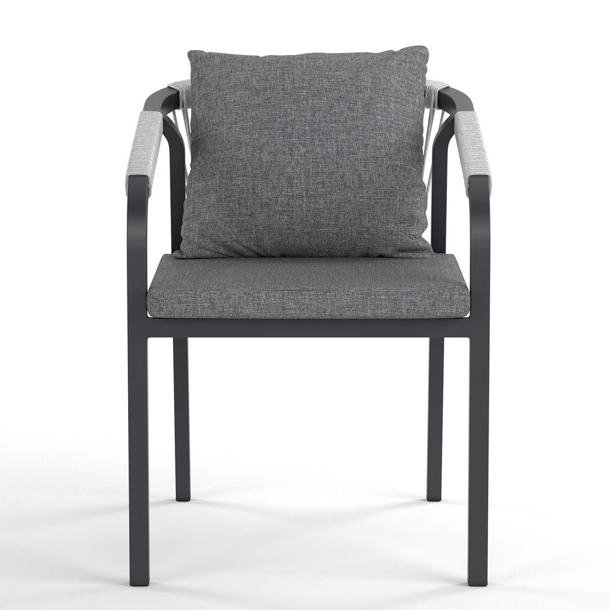 GARTENESSGRUPPE - 3-teilig - Aluminium / Olefin - Anthrazit / Grau - Schwarz/Grau, Holzwerkstoff/Kunststoff - home24