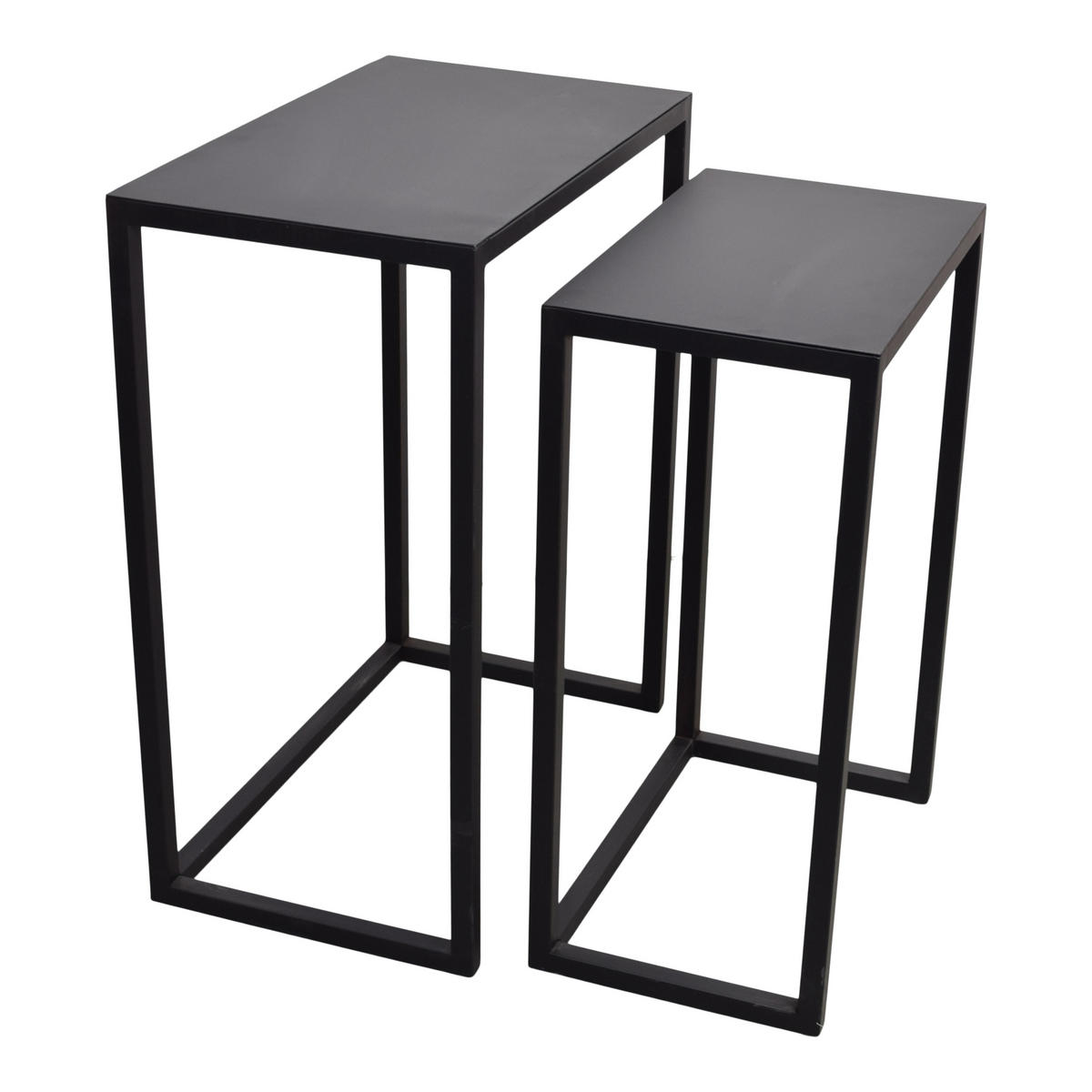 BEISTELLTISCH Brick Schwarz 2er-set - Schwarz, Metall (31/51/64cm) - LOFT42