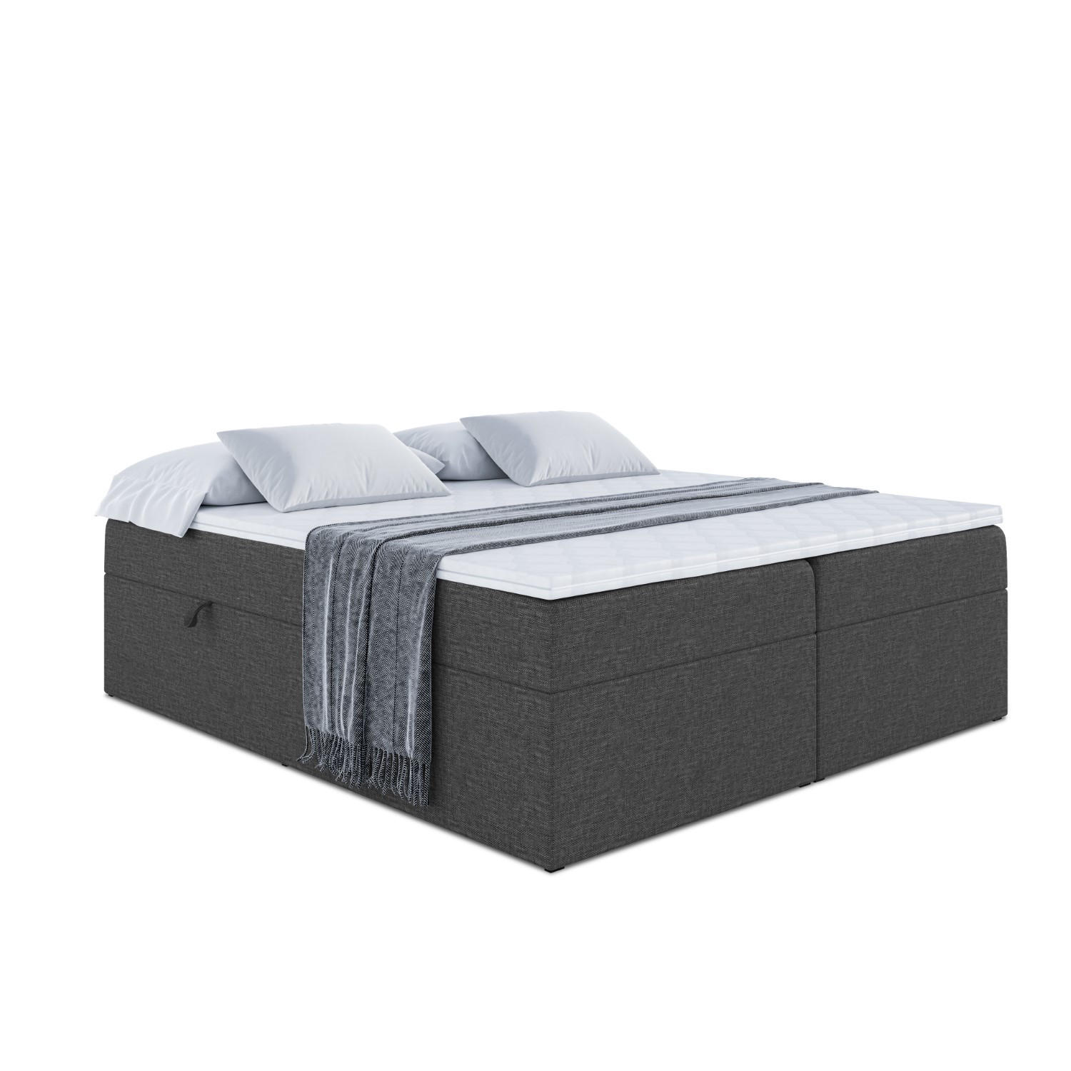 BOXBETT mit H4-Matratze und Lattenrost - MARCE BW - 160x200 Dunkelgrau - Dunkelgrau, Holzwerkstoff (160/200cm) - ALTDECOR