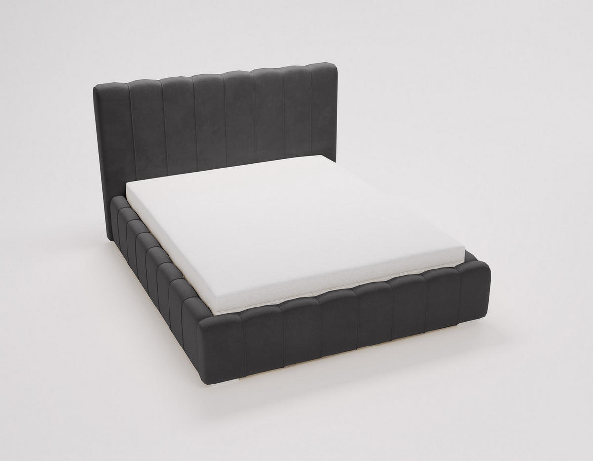 POLSTERBETT 140x200 mit Lattenrost, Bettkasten, Lisbon, Schwarz - Schwarz, Holz/Textil (140/200cm) - Emporius