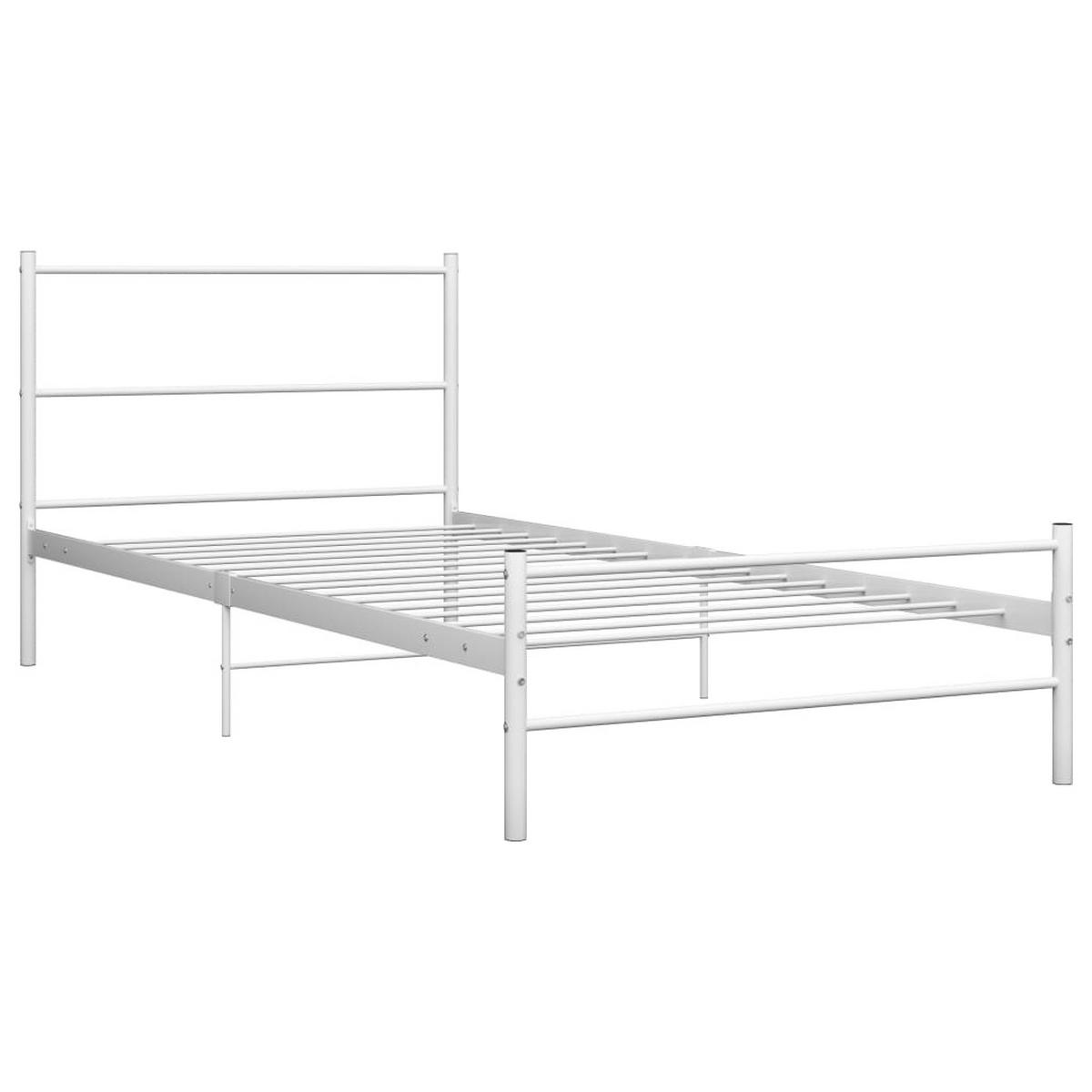 BETT WEISS METALL 90X200 CM - Weiß, Metall - vidaXL