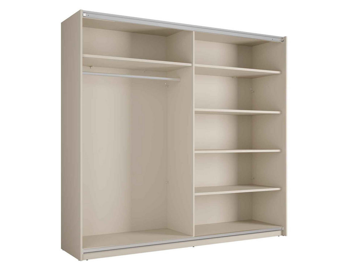 SCHWEBETÜRENSCHRANK RADEN 221/207/60cm 2-türig mit Spiegel Beige - Beige, Holzwerkstoff (221/207/60cm) - MASSENO