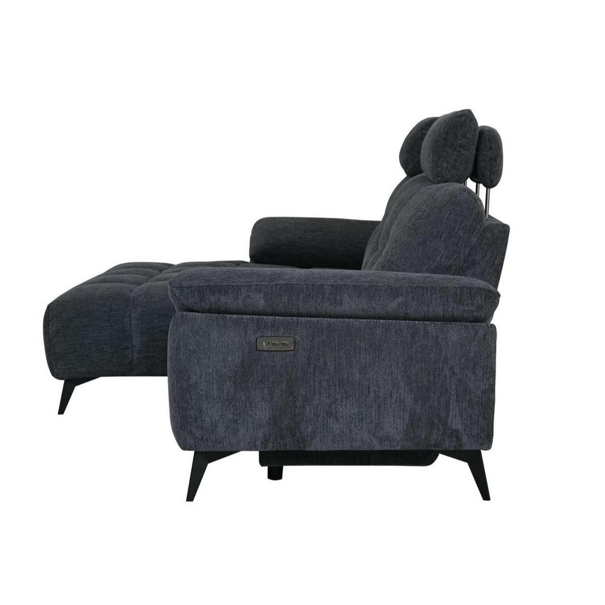 ECKSOFA Webstoff Grau - Schwarz/Grau, Textil/Metall (268/156cm) - Furnhouse
