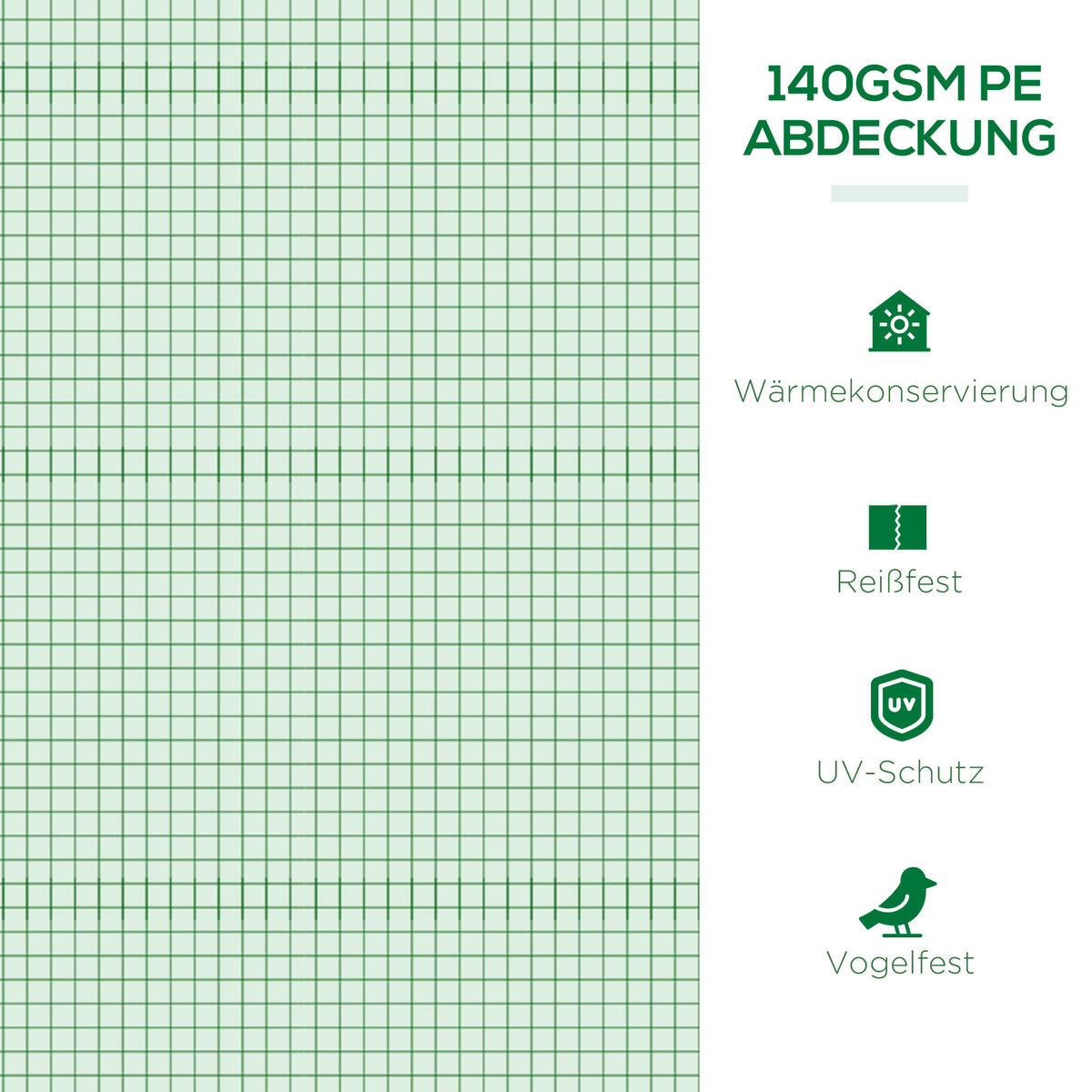 FOLIENGEWÄCHSHAUS, Grün, Stahl, PE, PP - Grün, Kunststoff (80/45/200cm) - Outsunny