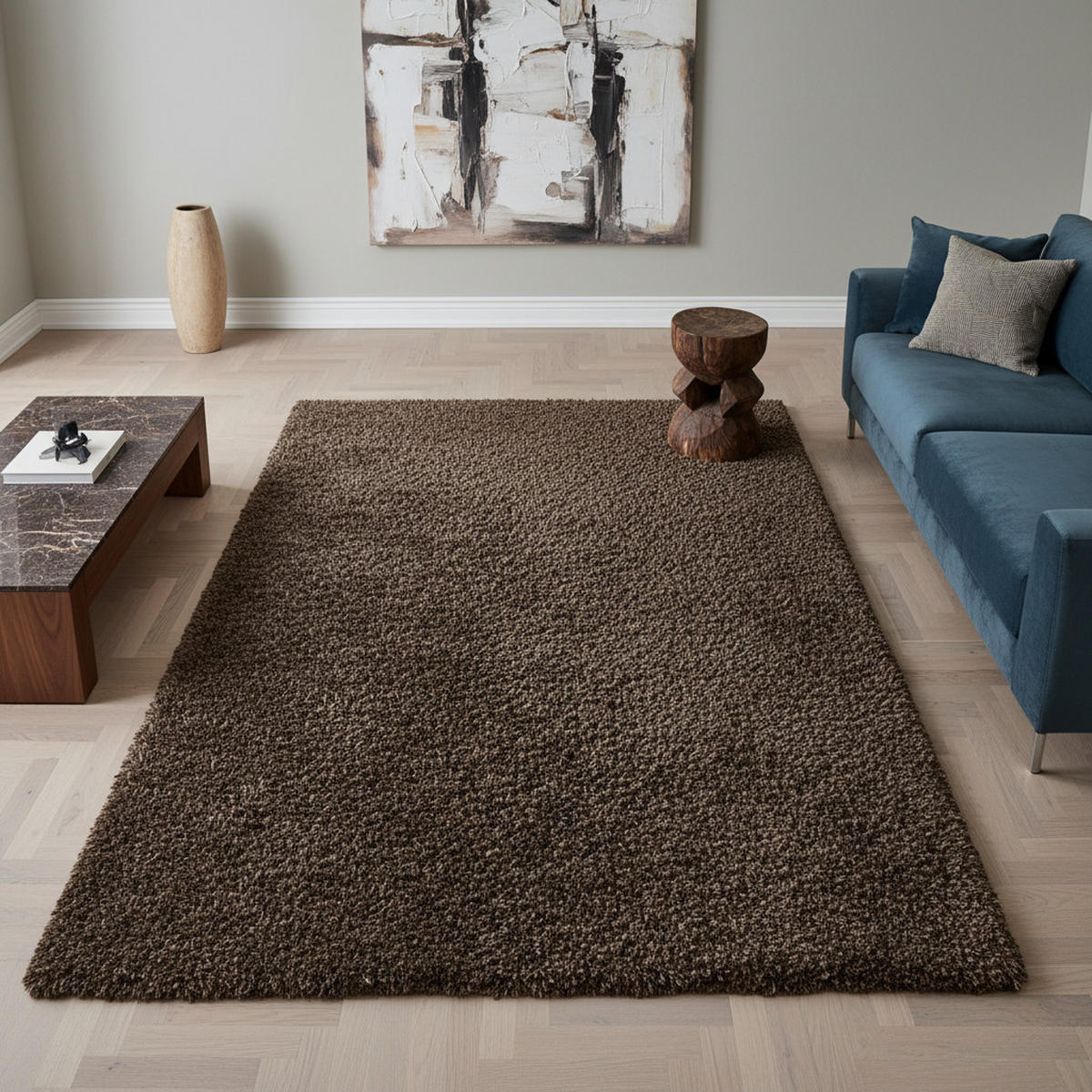 HOCHFLORTEPPICH Shaggy Uni Kuschelig Waschbar Wohnzimmer Strapazierfähig Braun 60x110 cm – SALZACH - Braun, Textil (110/60cm) - KADIMA DESIGN