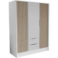 DREHTÜRENSCHRANK Nero 150/51/200 cm mit Lamellen weiß - Schwarz/Weiß, Holzwerkstoff (150/200/51cm) - Beautysofa