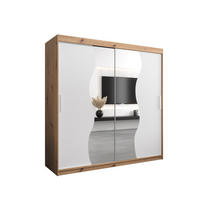 SCHWEBETÜRENSCHRANK 200/200/62 2-türig - Silberfarben/Weiß, Holz/Kunststoff (200/200/62cm) - Abiks Möbel