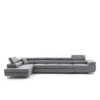 ECKSOFA WILD XXL Links mit Schlaffunktion 125x240 Velours Grau - Silberfarben/Grau, Holz/Textil (400/200cm) - Muffo