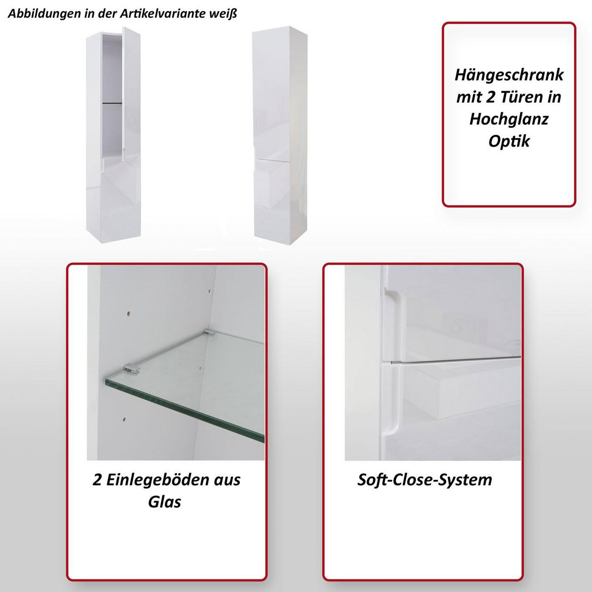 HÄNGESCHRANK Reinweiß - Weiß, Holz (30/150/30cm) - MCW
