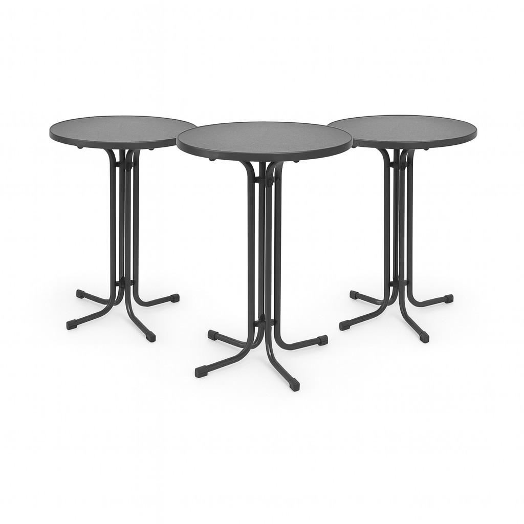 STEHTISCH Bellini Ø70xH110cm Grau (3tlg) - Weiß, Holz/Metall (70/70/110cm) - Beautissu 