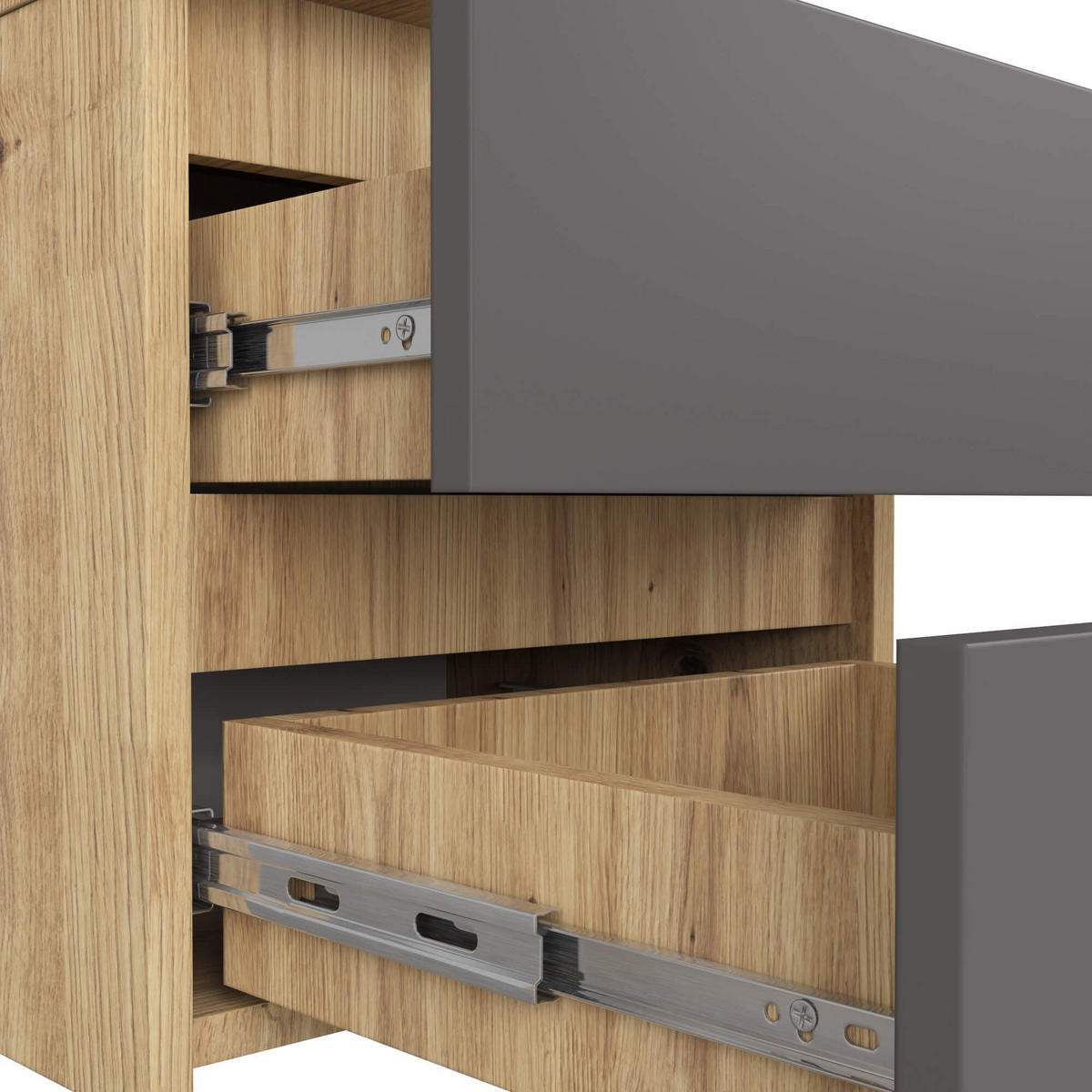 NACHTSCHRANK CL2, Artisan-Grau, 40x35x40 cm - Eiche Artisan/Grau, Holz (40/40/35cm) - Milordbikes