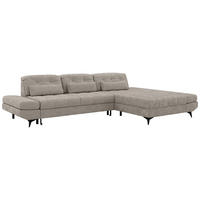 ECKSOFA ALVENO L - Hellgrau Schenille glatt - Rechts Seite - Hellgrau/Schwarz, Textil/Metall (344/218cm) - MKS