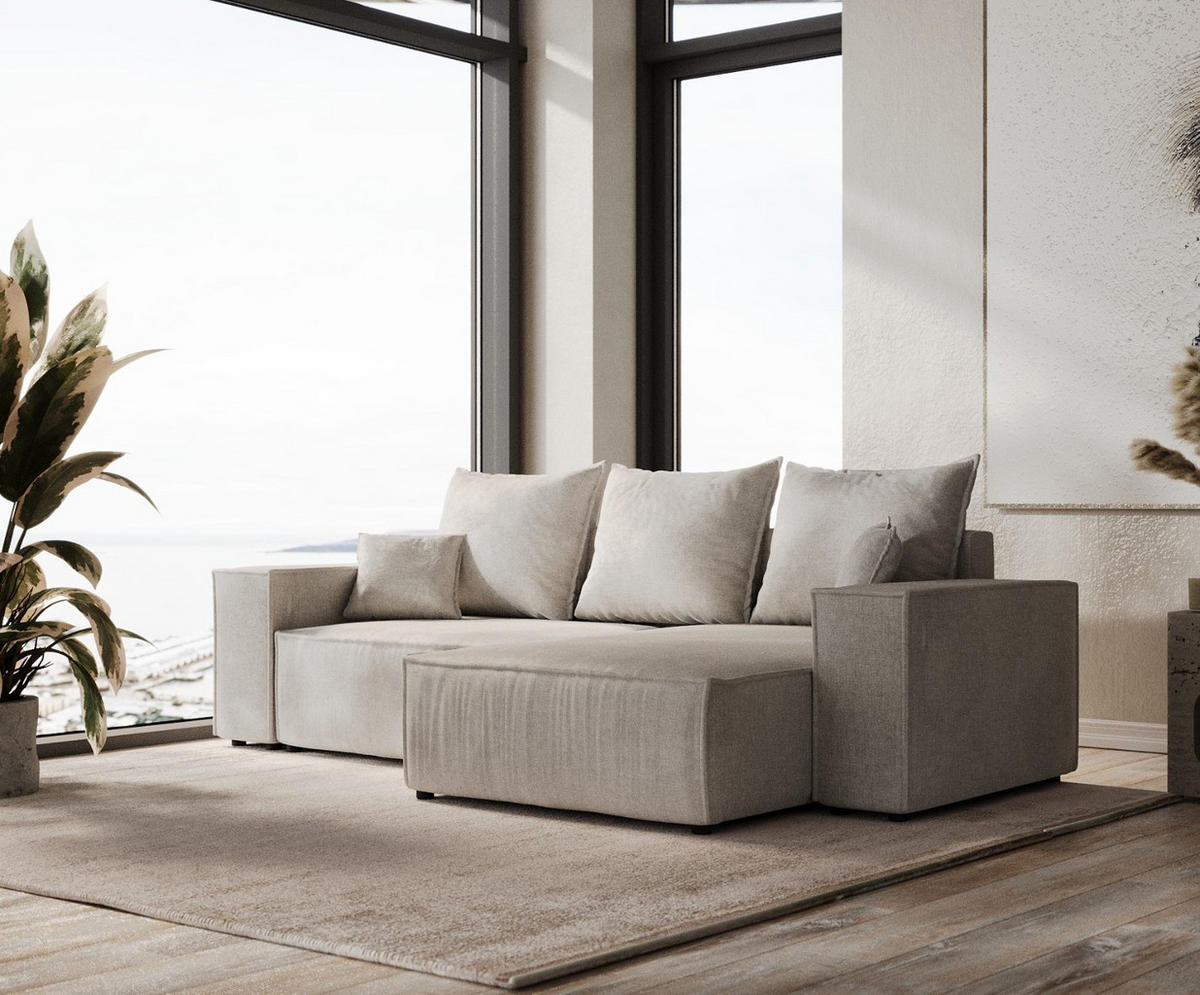 ROHOVÁ SEDAČKA SENSO, textil, Světle šedá - černá/světle šedá, dřevo/kompozitní dřevo (255/148cm) - AltaBeds