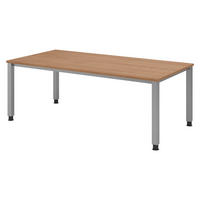 SCHREIBTISCH Serie-Q Gestell: Silber 100/200/74 cm in Nussbaumfarben - Nussbaumfarben, Holzwerkstoff (100/200/74cm) - bümö