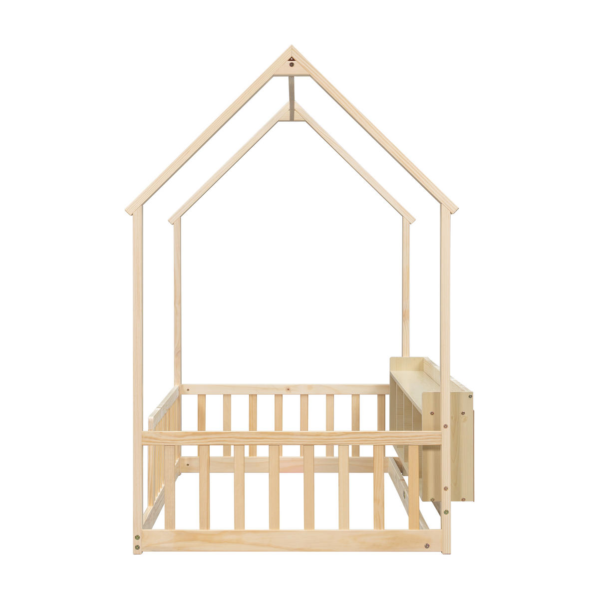 HAUSBETT 90/200 cm mit Ablagefächern, DE-41877, in Natur - Naturfarben, Holz (90/200cm) - ComfortXL