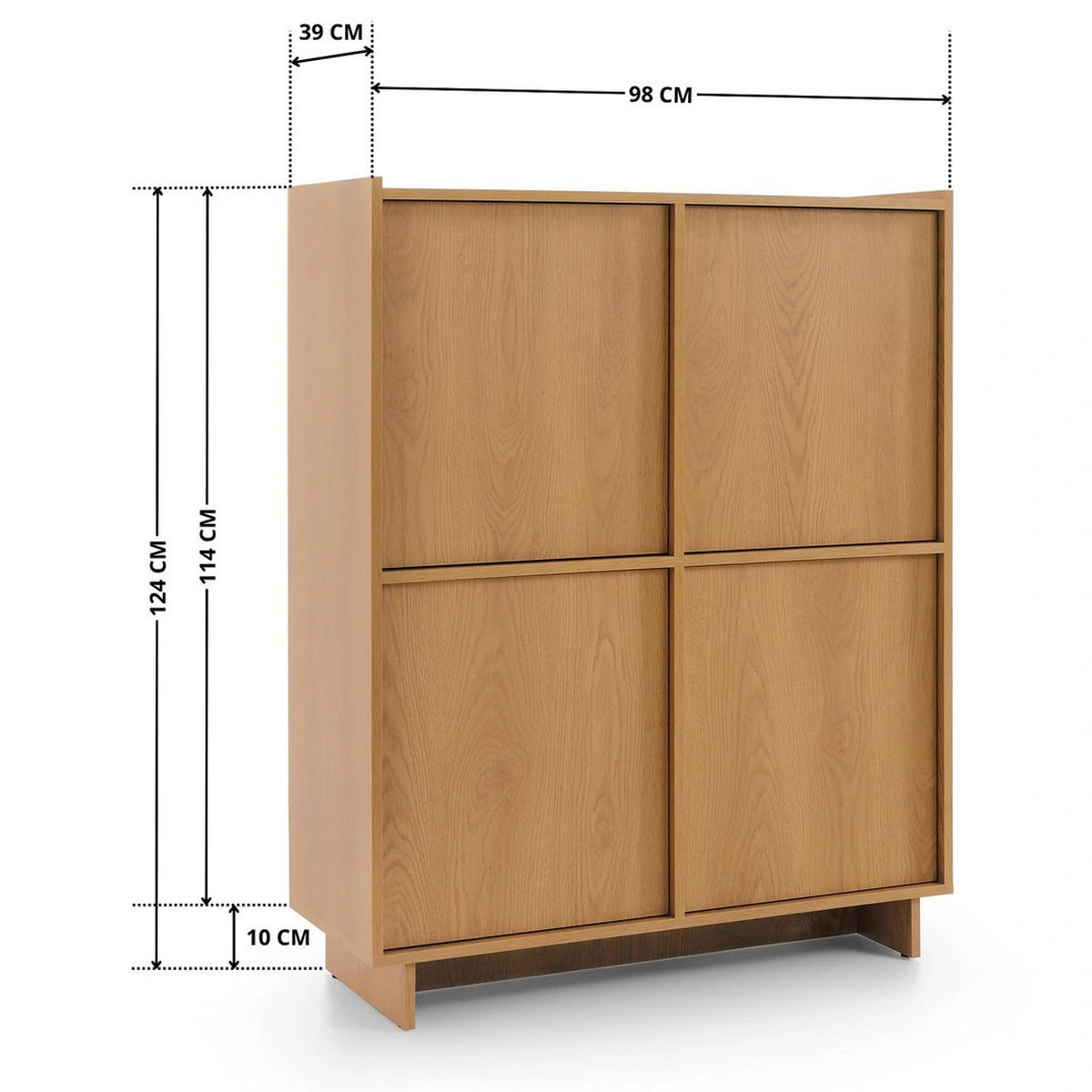 HIGHBOARD SUNA 98 cm (Karamell Eiche, Push to Open) - Eichefarben, Holz/Holzwerkstoff (98/124/39cm) - Ravio