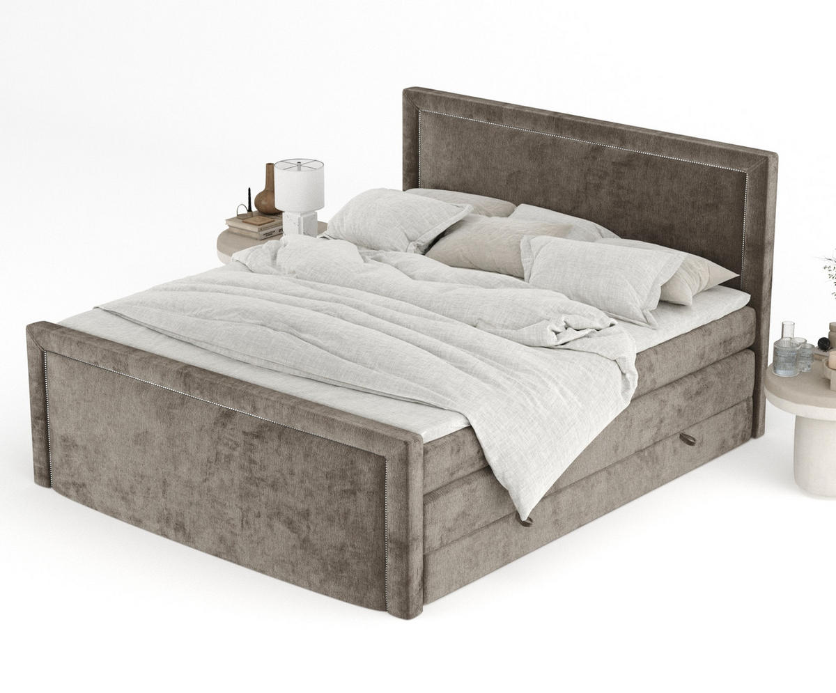 BOXSPRINGBETT Lavenda Braun 180/200 cm - Schwarz/Braun, Holz/Holzwerkstoff (180/200cm) - Maison de Reve