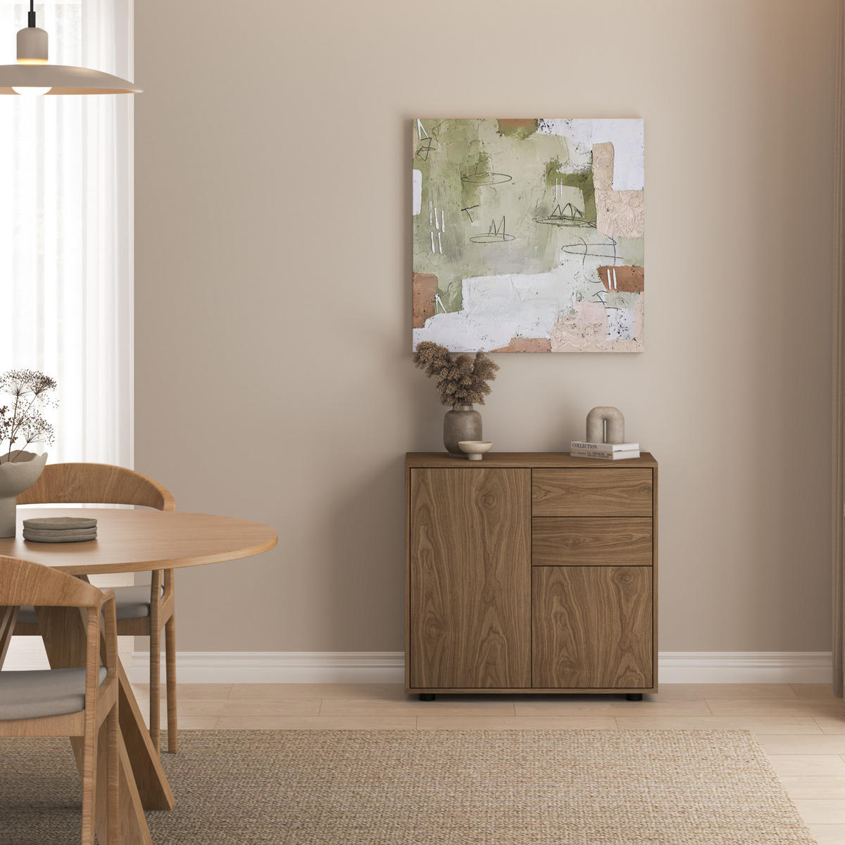 SIDEBOARD Paarl - Walnussfarben, Holzwerkstoff (79/74/36cm) - [en.casa]