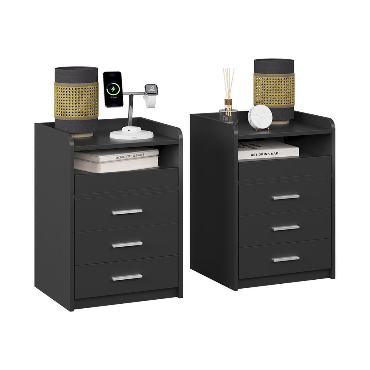 NACHTTISCH Edis Anthrazit 2er Set - Anthrazit, Holzwerkstoff (45/64/40cm) - Vicco