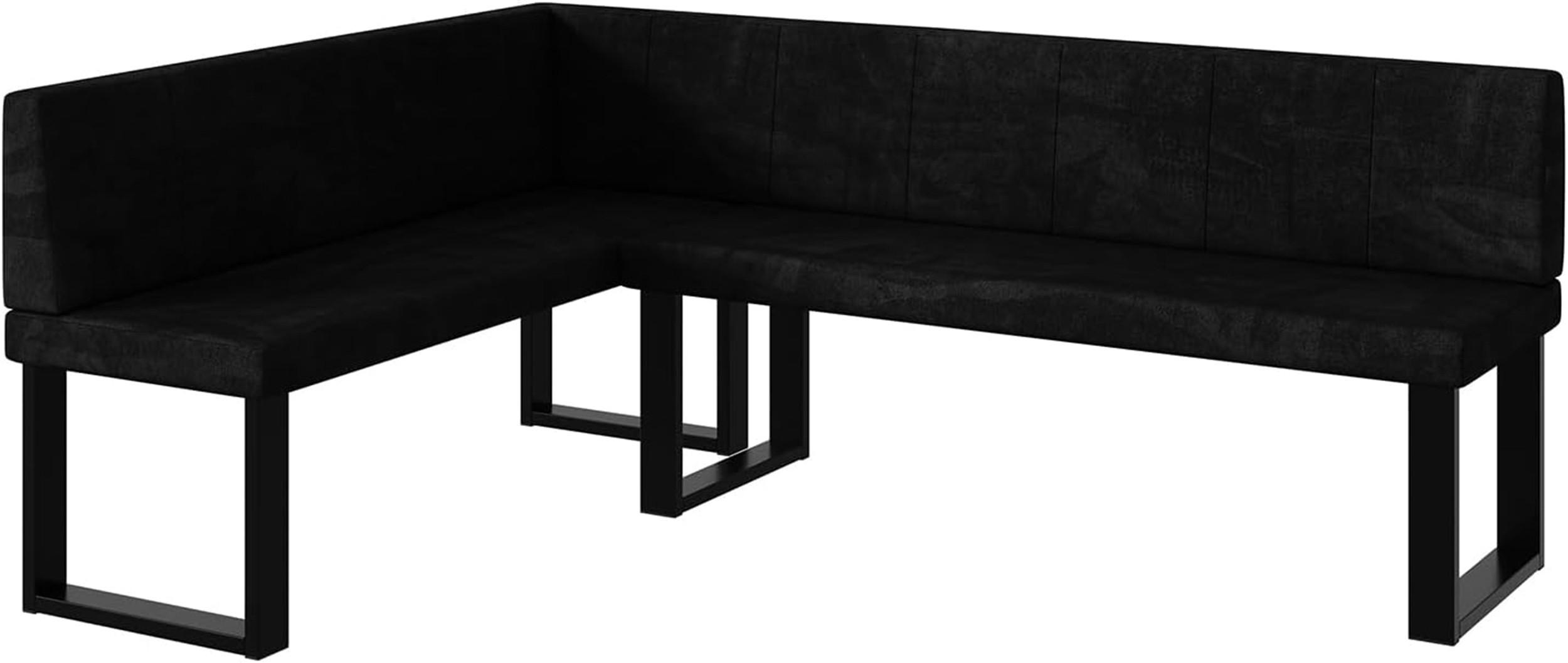 Meblini Eckbank Schwarz 196x142 cm