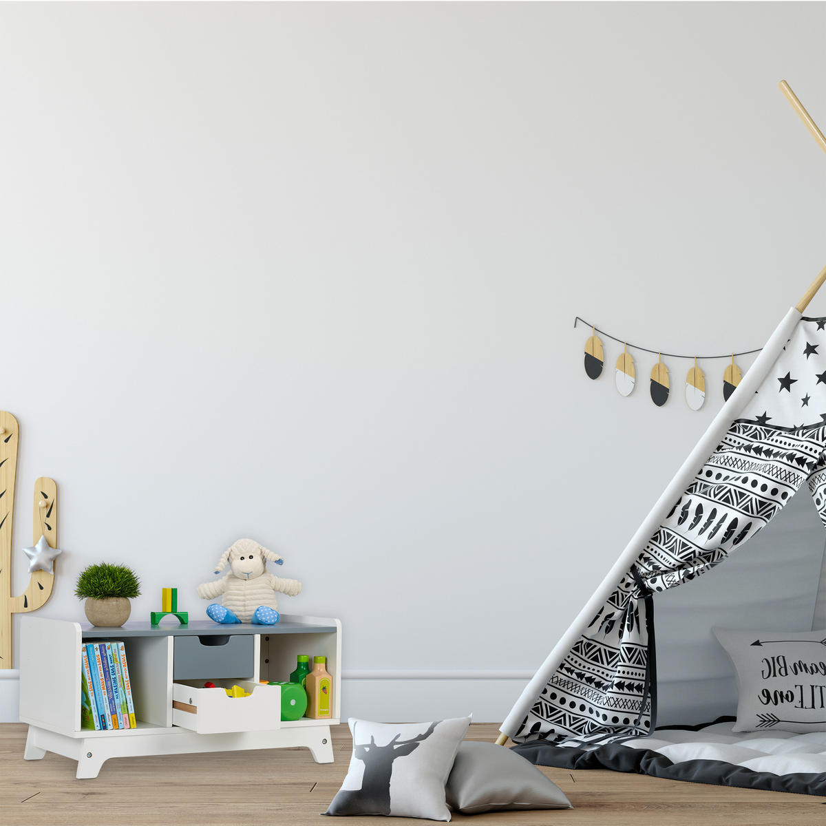 KINDERREGAL - Weiß, Holzwerkstoff (60/30/30cm) - Relaxdays