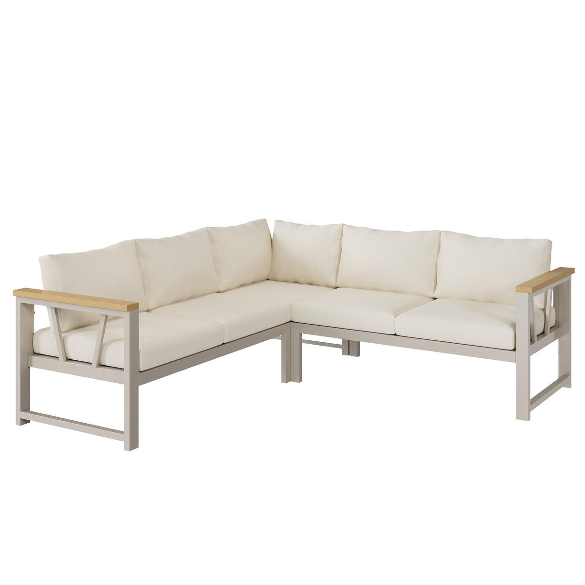 GARTENMÖBELSET Eckstellung Khaki Beige 4-tlg. - Beige, Metall - ComfortXL