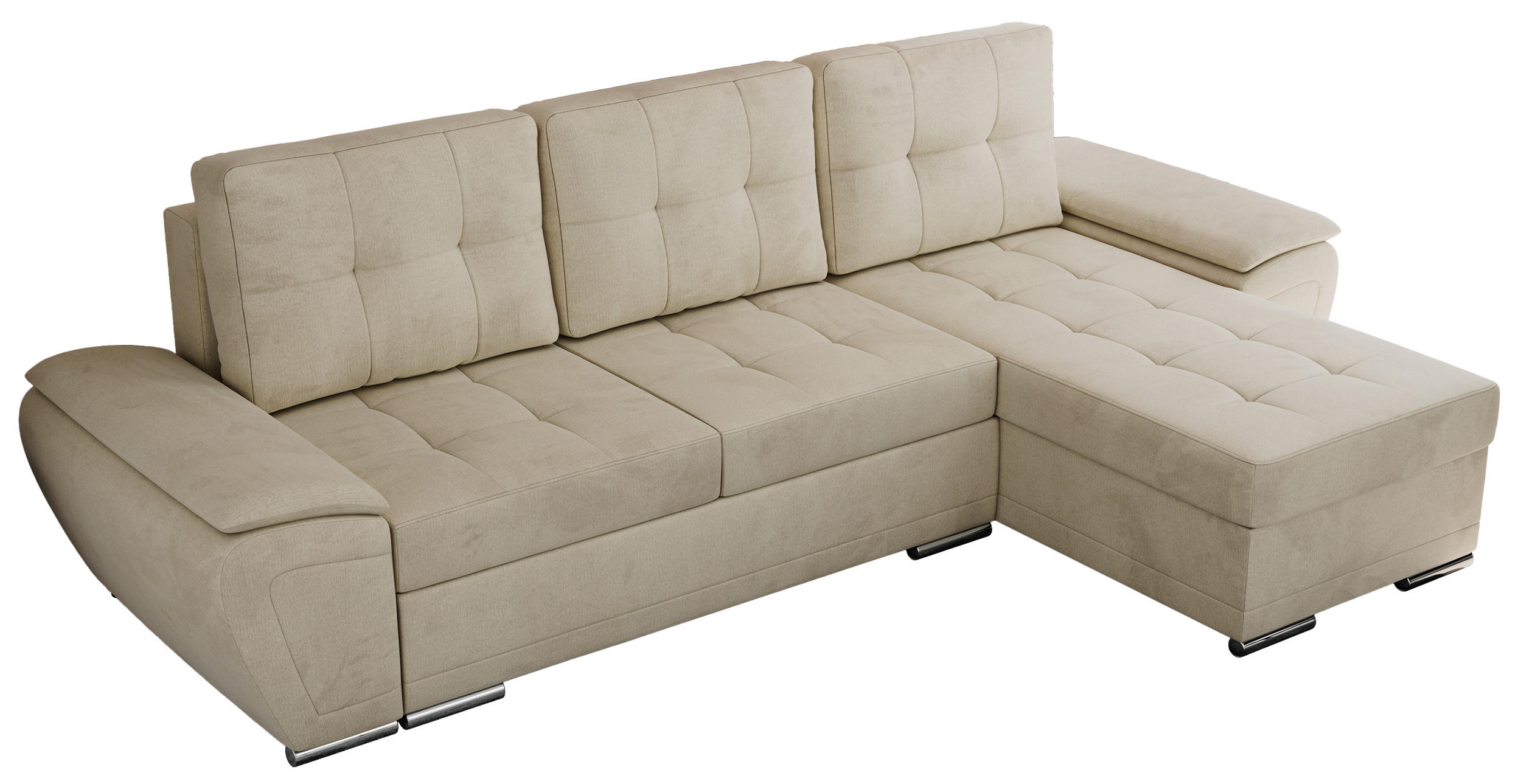 ECKSOFA UMBRIA L Beige Velvet - Beige/Grau, Textil (271/157cm) - MKS
