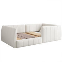 POLSTERBETT 90/200 cm in Beige mit Sicherheitsgitter - Beige, Holzwerkstoff/Textil (90/200cm) - WISHDOR