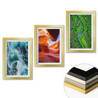 WANDBILDER 3er Set - 20x30 cm Goldrahmen - Wasserbewegung Canyon grüner Wald - Goldfarben, Kunststoff (20/30cm) - ArtPrintCave