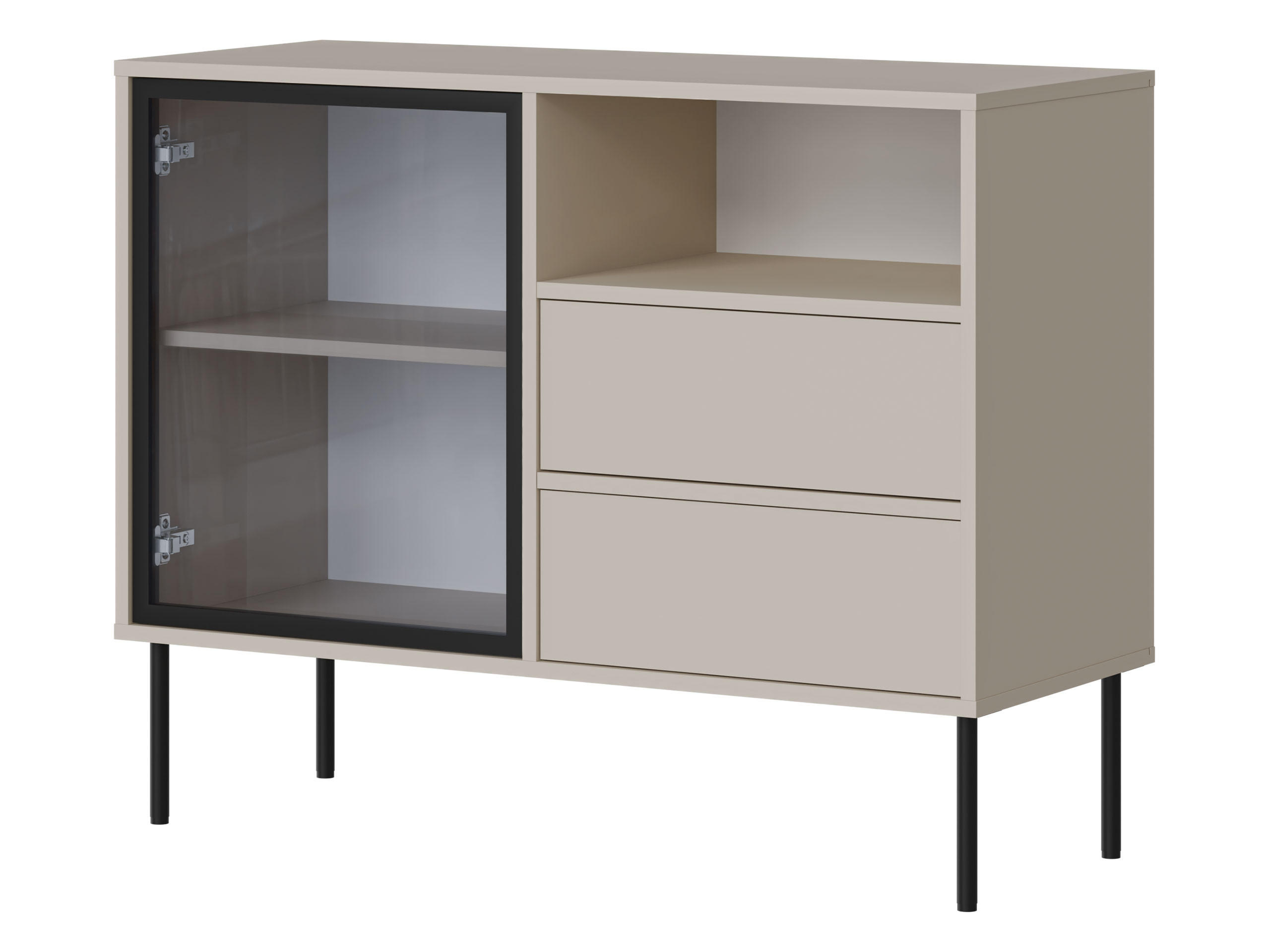 KOMMODE Domi 100 1D2S - Kaschmir/Schwarz, Holzwerkstoff/Metall (100/80/40cm) - MIRJAN24