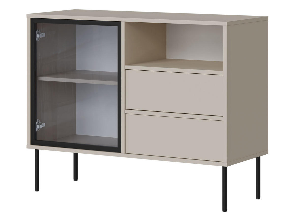 KOMMODE Domi 100 1D2S - Kaschmir/Schwarz, Holzwerkstoff/Metall (100/80/40cm) - MIRJAN24