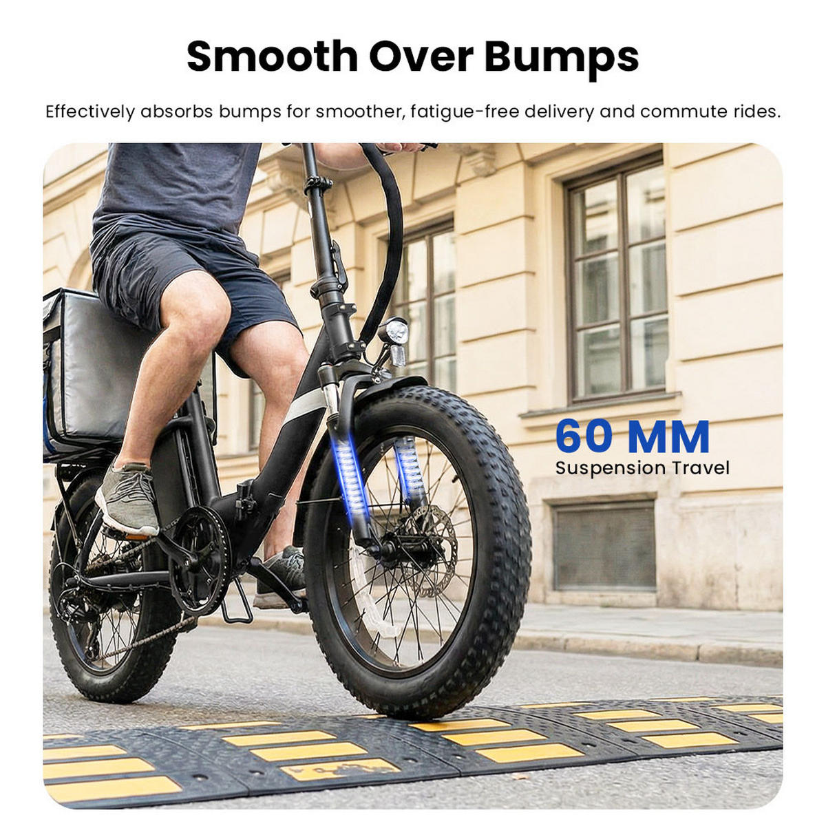 E-BIKE mit All-Terrain-Fettreifen, 450W Motor, Klappmechanismus & 65 km Reichweite - Schwarz, Metall (85cm) - Touroll