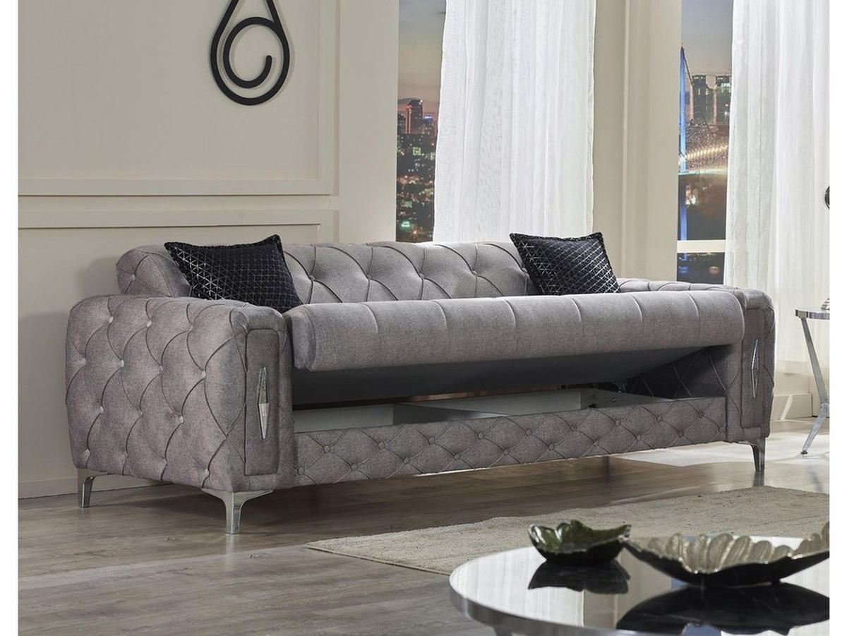 3-SITZER SOFA Patna Grau - Grau, Holzwerkstoff/Kunststoff (240/85/100cm)
