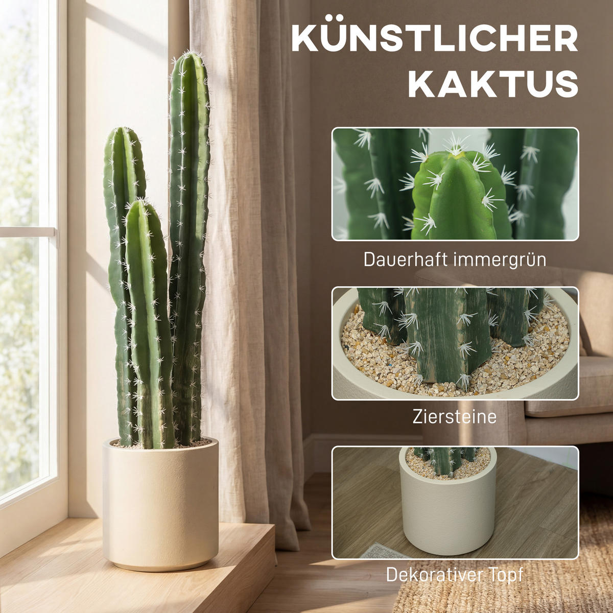 KÜNSTLICHE Pflanzen Grün 22.0/22.0/95.0cm - Grün, Kunststoff (95cm)