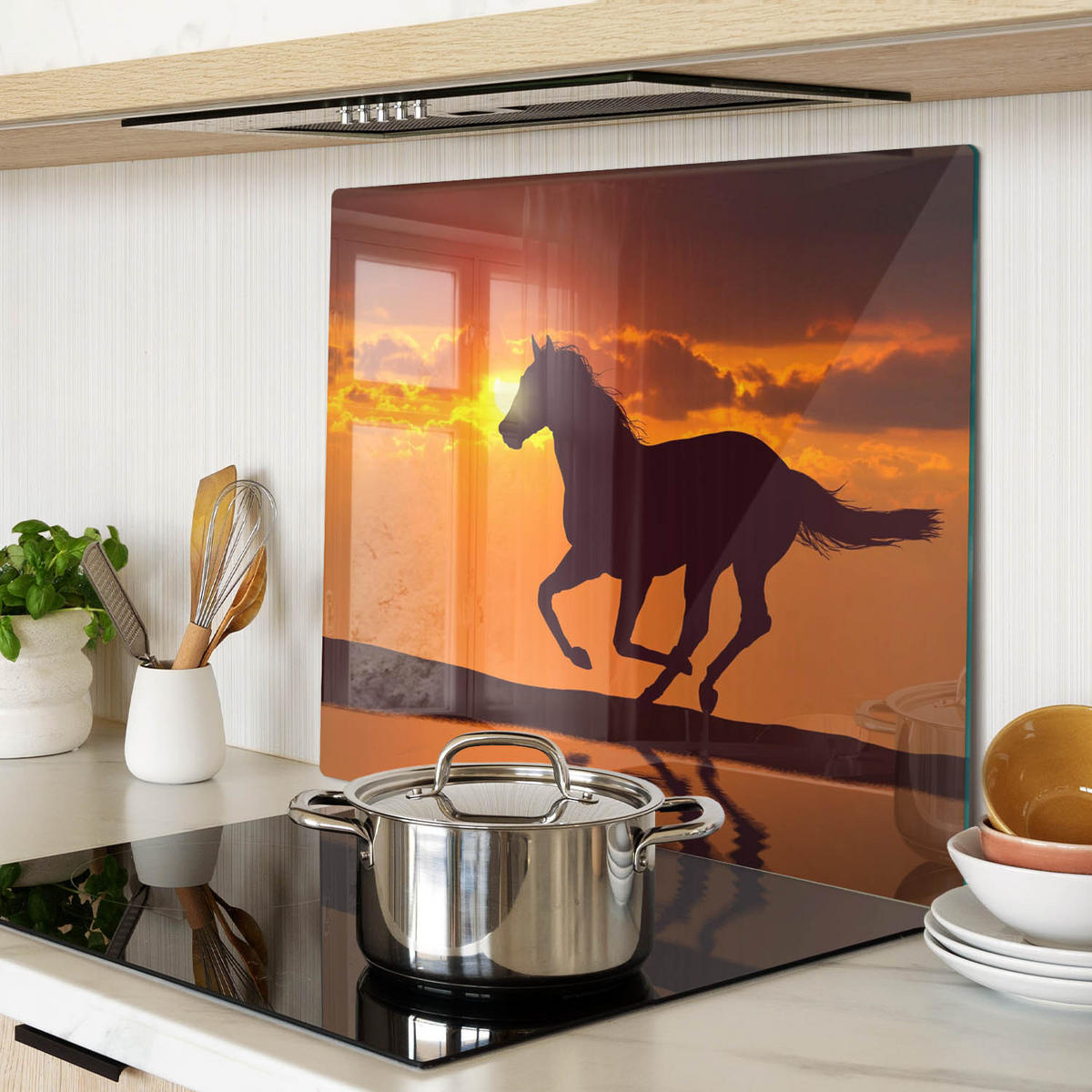 GLASPLATTE 60x52 cm Sonnenpferd - Orange, Glas (60/52cm) - TULUP