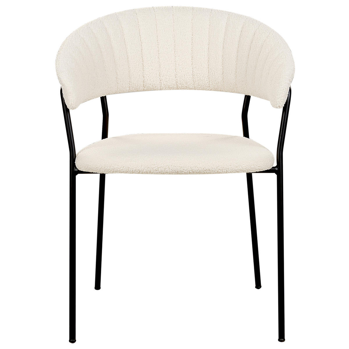 STUHL 2er-Set Bouclé cremeweiß Mariposa - Schwarz/Weiß, Textil (55/78/55cm) - Beliani