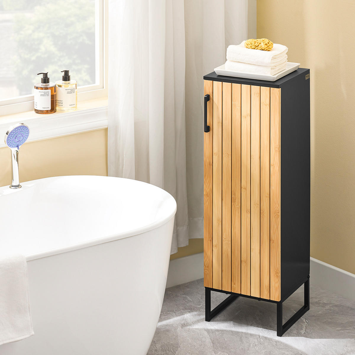 BADEZIMMERSCHRANK Schwarz - Schwarz, Holzwerkstoff (30/90/30cm) - SoBuy