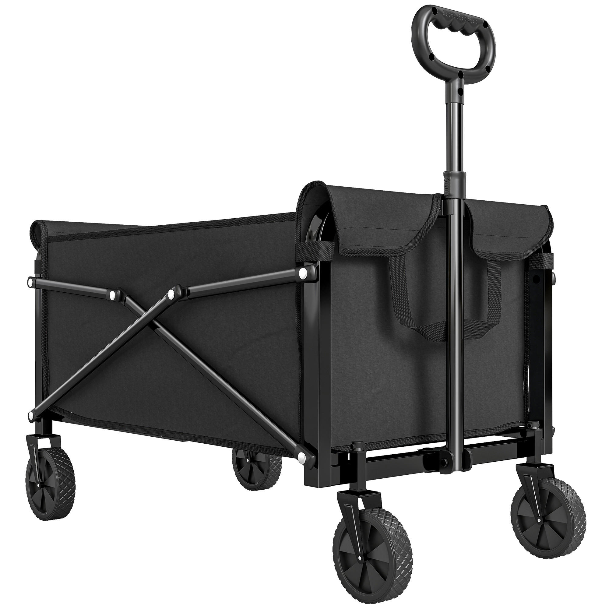 BOLLERWAGEN Metall Oxford-Gewebe Schwarz - Schwarz, Metall (47.5/92/78cm) - Outsunny