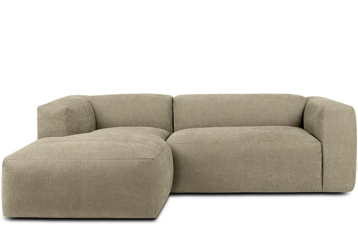 ECKMODULSOFA-LINKS BUFFO 3/4 Sitzer mit extrem weicher Sitzfläche, Gewebestoff, sandfarben - Sandfarben, Textil (237/180cm) - KONSIMO®