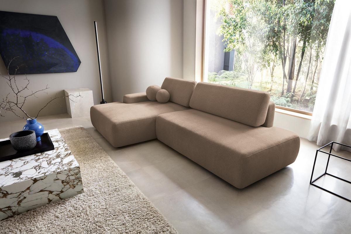 ECKSOFA 275 cm mit Schlaffunktion Orea O, Links, Dunkelbraun - Dunkelbraun, Holz (276/164cm) - Emporius