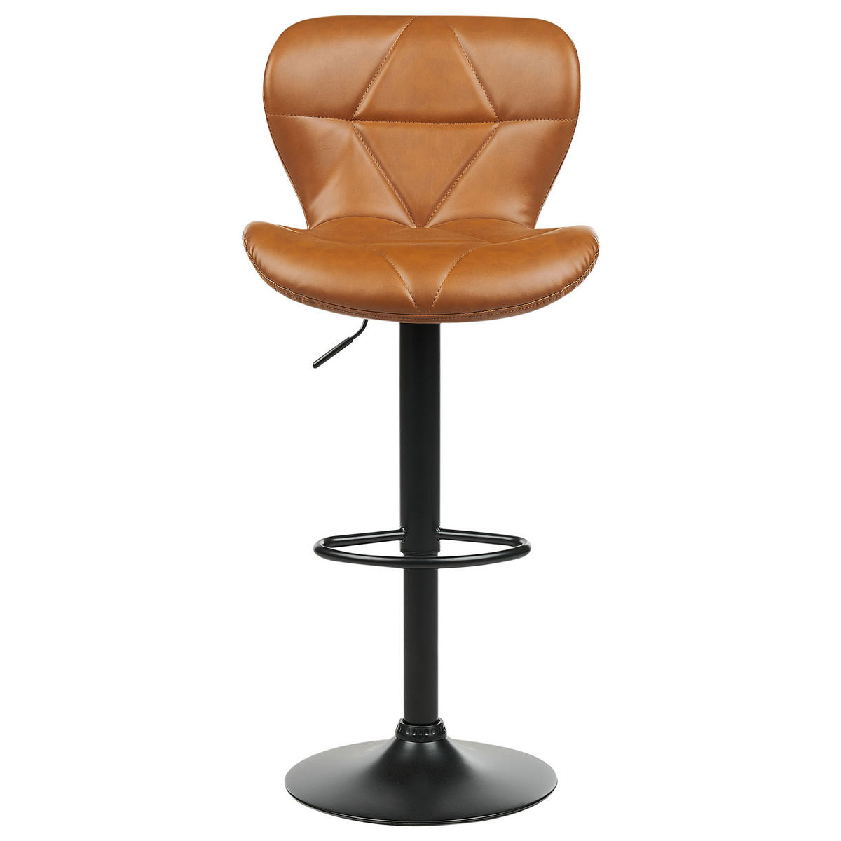 BARHOCKER 2er-Set Kunstleder goldbraun/schwarz höhenverstellbar Valetta - Schwarz/Braun, Kunststoff (46/89/51cm) - Beliani