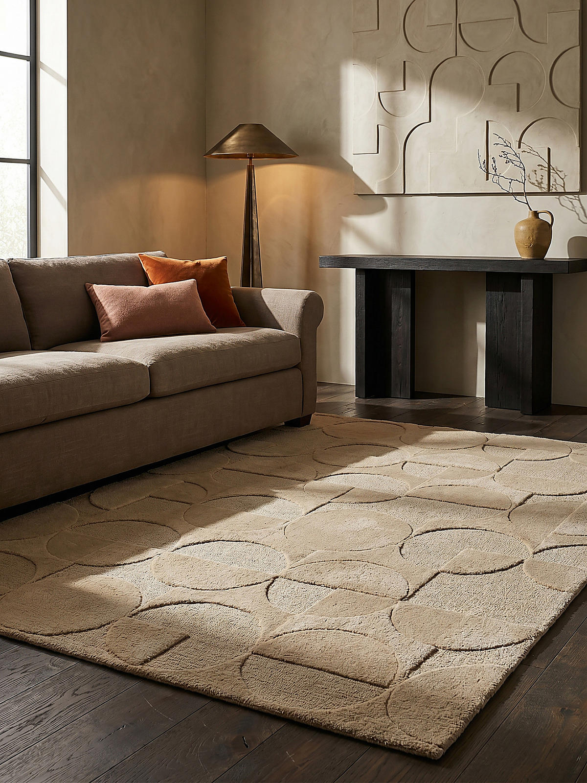 WOLLTEPPICH Geometrisches-Design, naturfarben DEBEN NOAH, Braun 120x170 cm - Braun, Textil (170/120cm) - KADIMA DESIGN