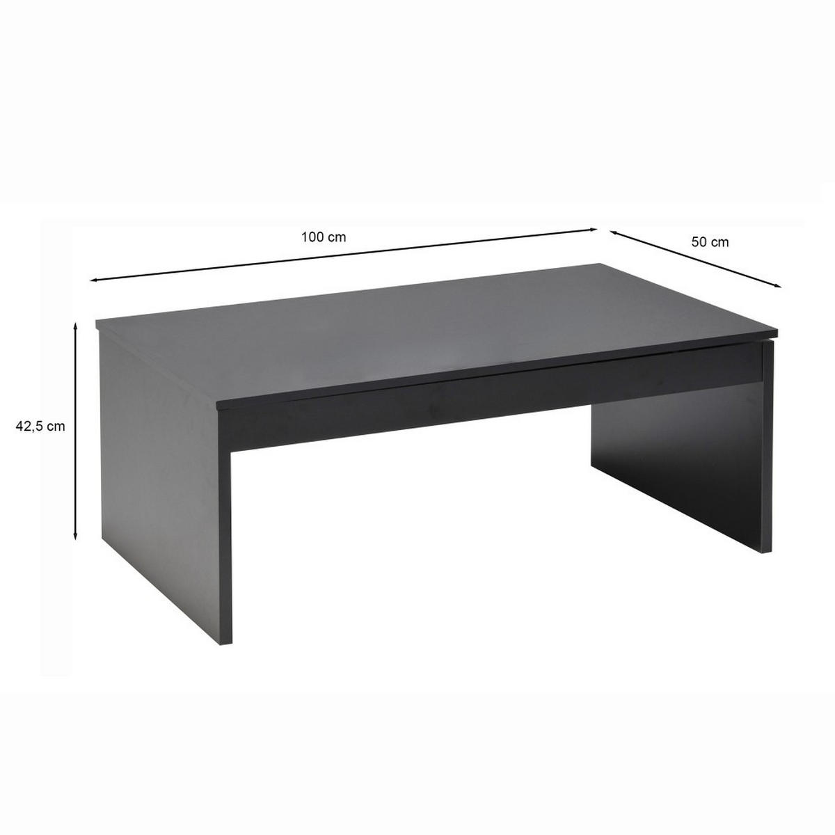 COUCHTISCH Klapptisch DARWIN 100x50cm / Schwarz - Schwarz, Holzwerkstoff (100/50/43cm) - Weber Industries