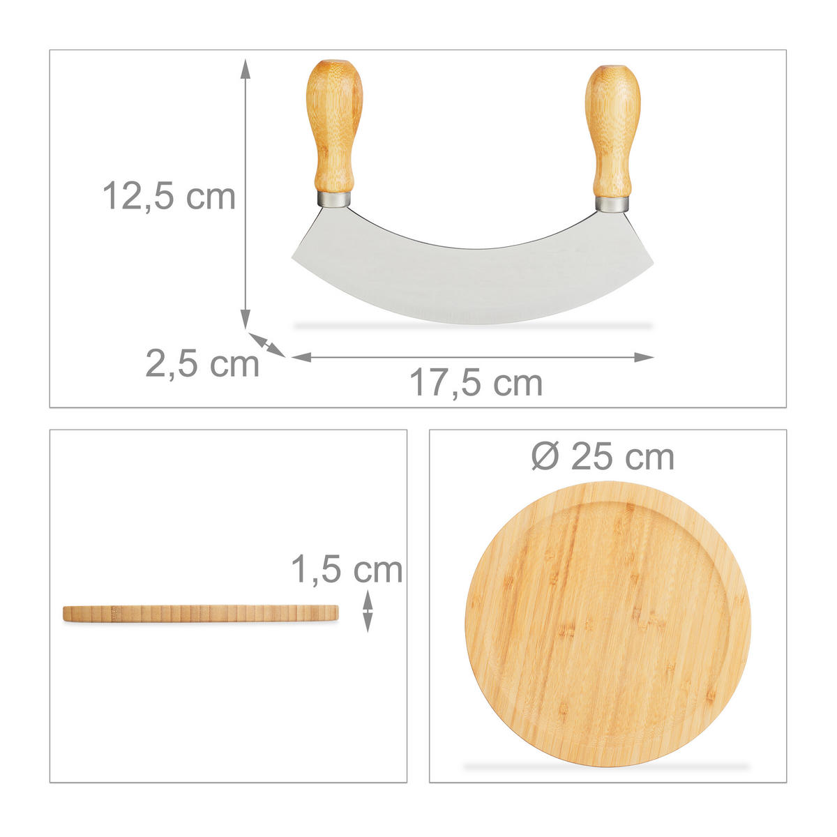 WIEGEMESSER - Hellbraun, Holz/Metall (25cm) - Relaxdays