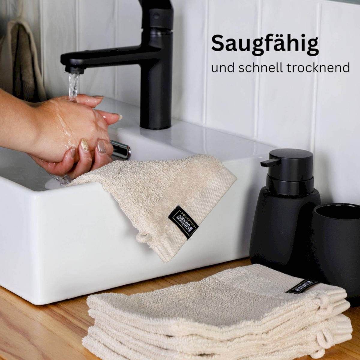 WASCHHANDSCHUH SENSE-6 - Beige, Textil (16/21cm) - Schöner Wohnen