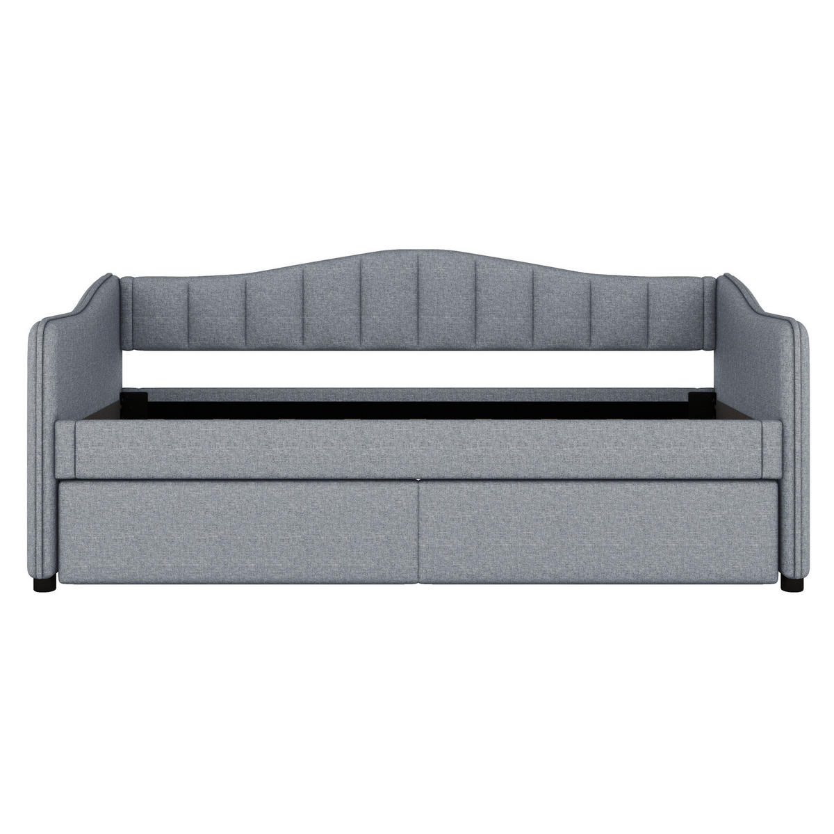 POLSTERBETT 90/200 cm Grau mit Polsterbett und LED-Beleuchtung - Grau, Textil (90/200cm) - Flora Grace