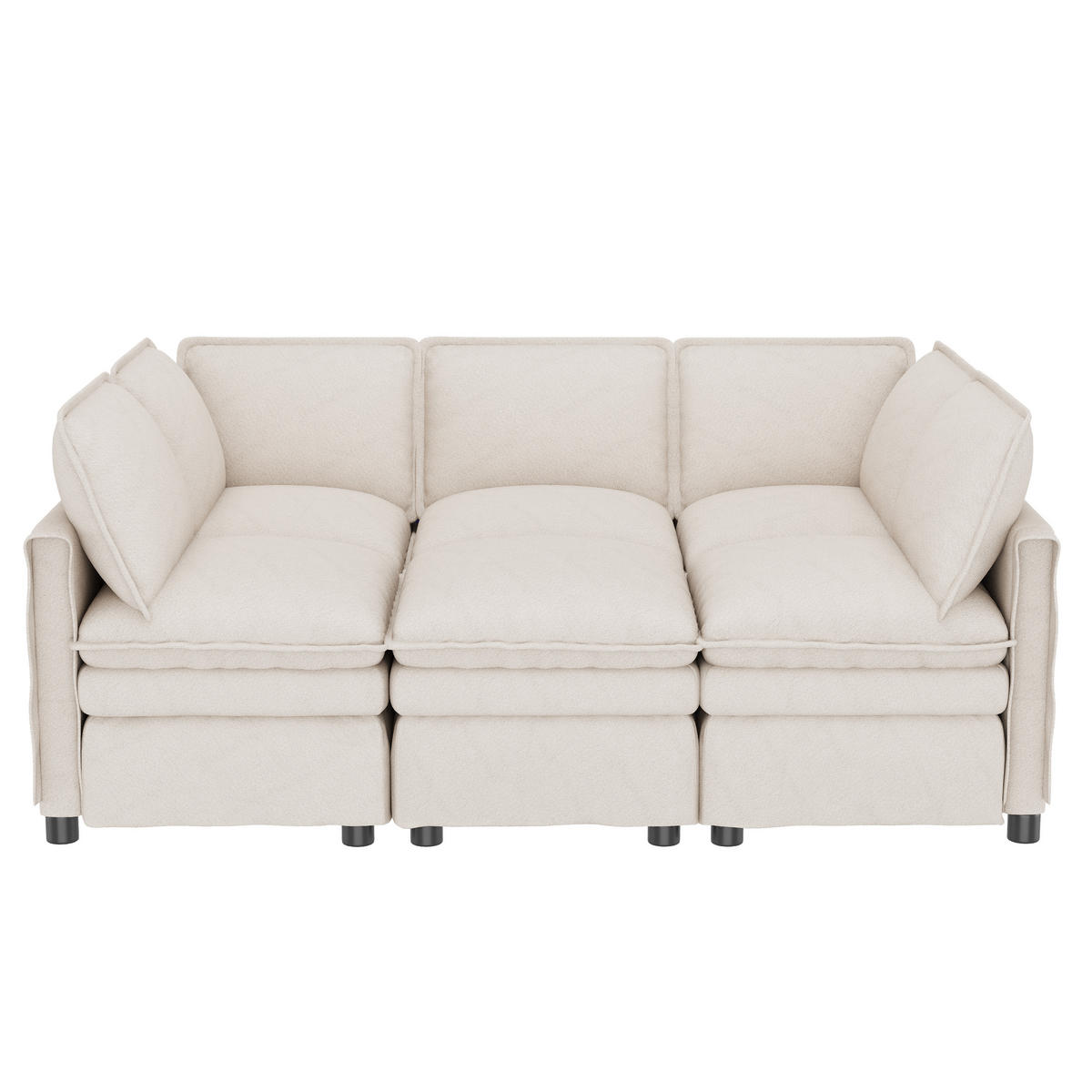 ECKSOFA DE-33261 XXL modular U-/L-Form mit Hocker Beige - Beige, Holzwerkstoff (344/127cm) - ComfortXL